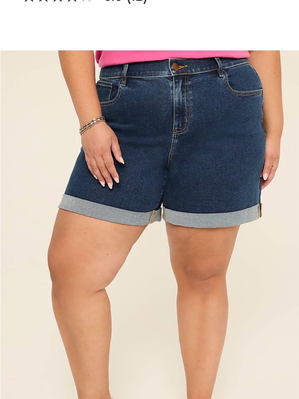 Lane Bryant Dark Indigo Rolled Hem Denim Shorts